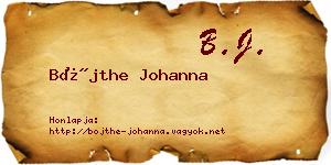 Bőjthe Johanna névjegykártya